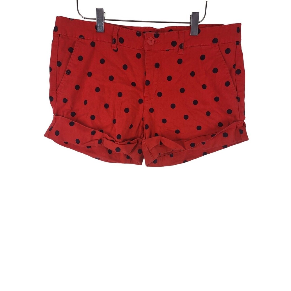 U.S. Polo Assn Shorts 14 Womens Plus Size Red Blue Polka Dot Mid Rise Cuffed